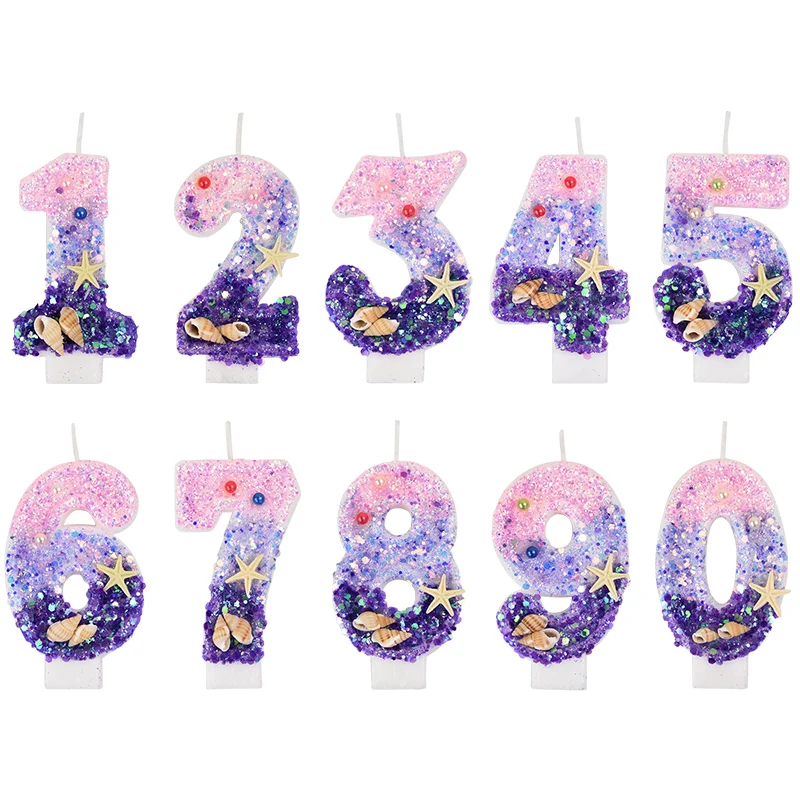 Zebra Candle Supplies - 0-9 番号グラデーションキャンドルマーメイド誕生日デコレーションケーキキャンドルボールケーキ誕生日パーティーケーキデコレーション用品