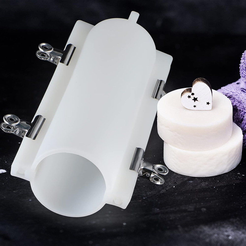 Candle Supplies Tins - 大きな円筒形石鹸型（クリップ付き）、1000mlシリコン製円柱型、DIY石鹸、手作りキャンドル用石鹸製造用品