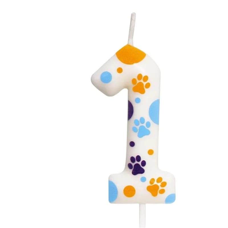 Zebra Candle Supplies - 誕生日キャンドル、青い犬の足跡をモチーフにしたプリント、誕生日パーティー用品、ケーキトッパー、誕生日デコレーション、バレンタインデー（誕生日）