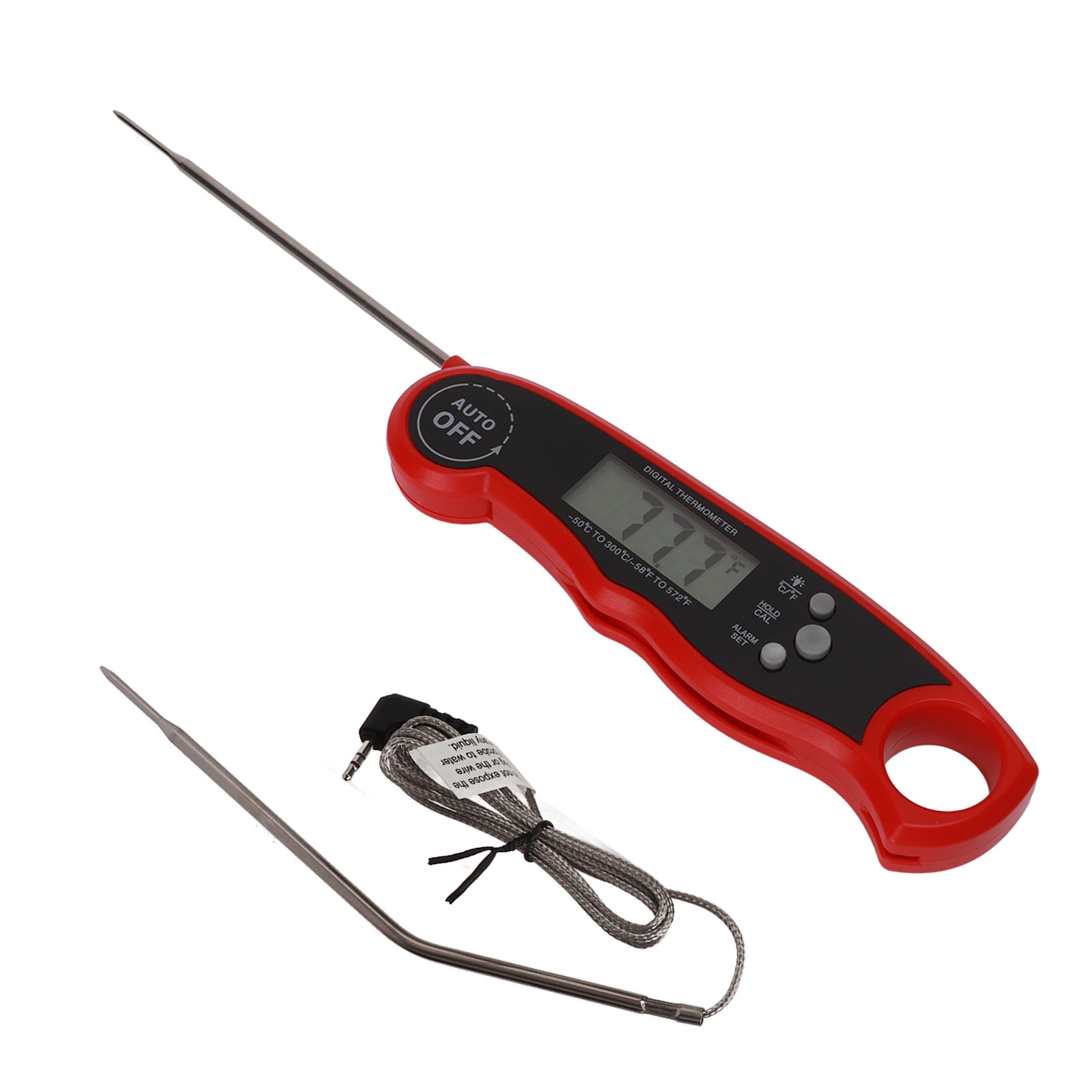 Digital Thermometer Probe - デジタル肉用温度計 2プローブ式 アラーム機能付き バックライト搭載 肉、食品、液体、調理、オーブン、グリル、バーベキュー用