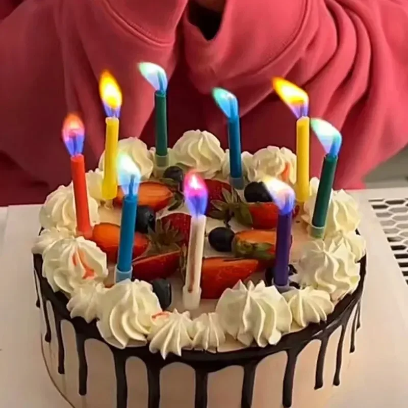 Zebra Candle Supplies - 6 個色の誕生日パーティー用品結婚式カラフルなマルチカラーキャンドル安全な炎デザートケーキキャンドル装飾ギフト女の子