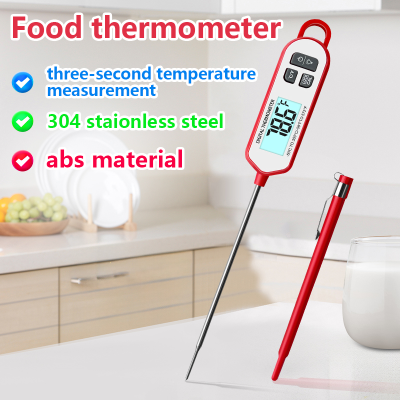 Digital Thermometer Probe - デジタル肉用温度計、インスタント読み取りバックライトディスプレイ、食品調理用BBQプローブ、水、牛乳、油、液体、オーブン温度用