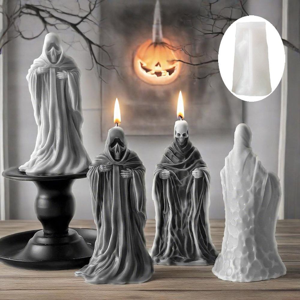 Candle Supplies Tins - 3Dスケルトン香り付きキャンドルシリコンモールド、レリーフローブ、スカル、石膏樹脂クラフト作成ツール、DIYクラフト、不気味なハロウィンゴシックデコレーション