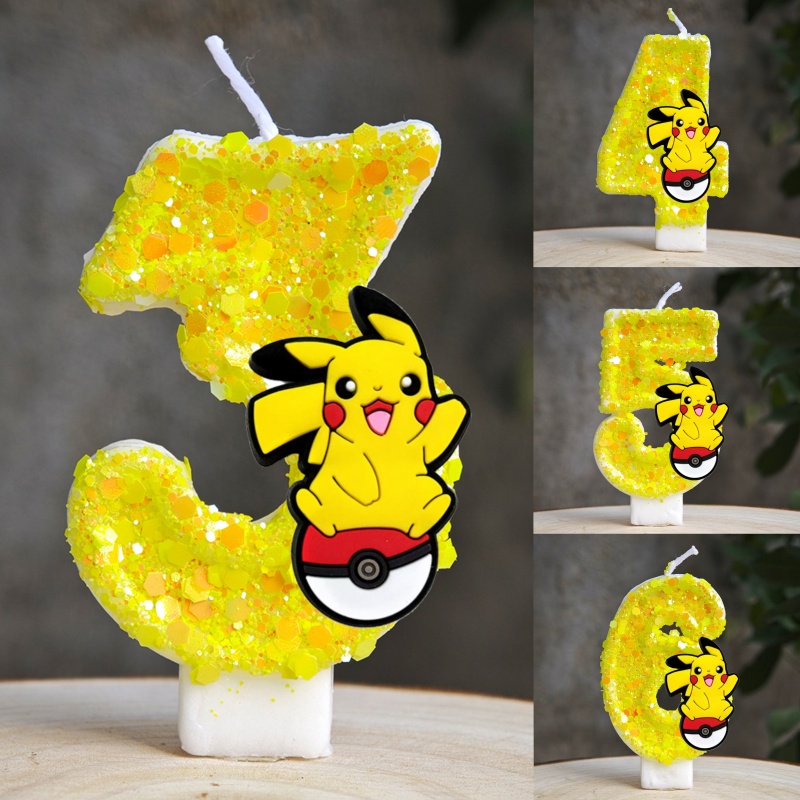 Zebra Candle Supplies - ポケモンピカチュウキャンドルモンスターデジタル子供の誕生日ケーキの装飾アニメフィギュア用品パーティーアクセサリークリスマスギフト