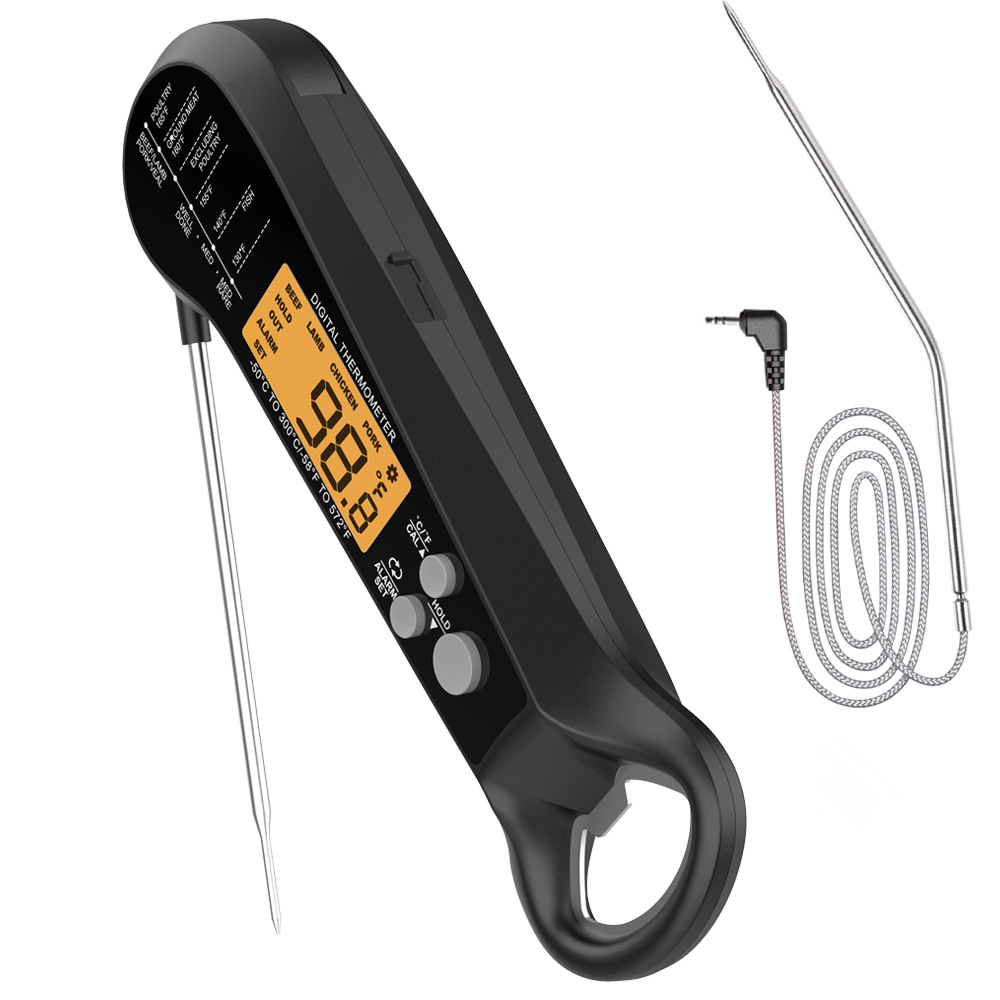 Digital Thermometer Probe - ロングケーブルプロ仕様デジタル防水肉用温度計、2つのプローブ付きインスタント読み取りキッチン調理器具食品温度計