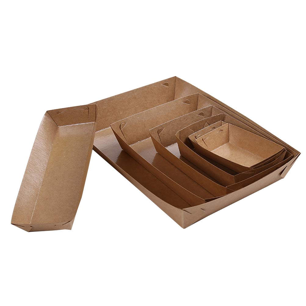 30個入りボート型使い捨て包装箱 クラフト紙製スナックフード - Kraft Paper Box のレビューと価格