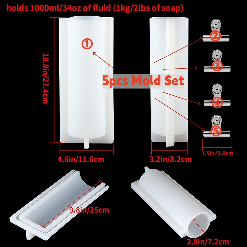 大きな円筒形石鹸型（クリップ付き）、1000mlシリコン製円 - Candle Supplies Tins のレビューと価格