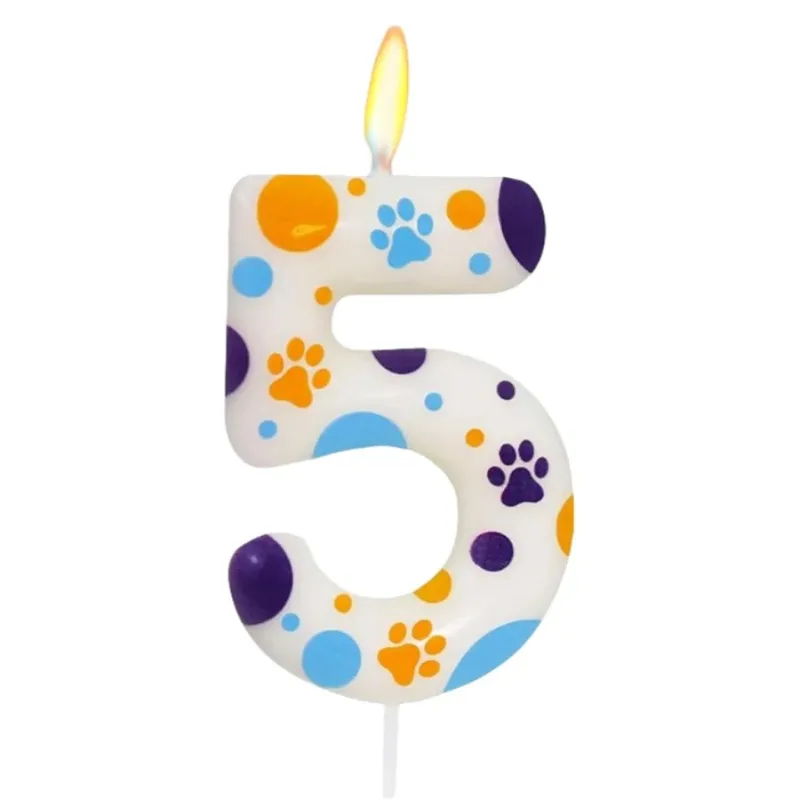 誕生日キャンドル、青い犬の足跡をモチーフにしたプリント、誕生 - Zebra Candle Supplies のレビューと価格