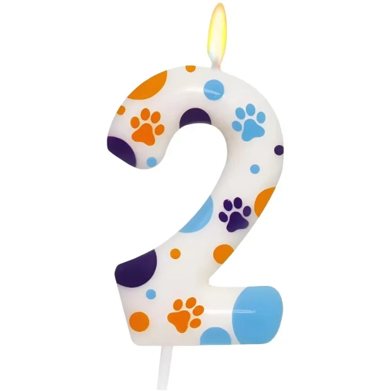 誕生日キャンドル、青い犬の足跡をモチーフにしたプリント、誕生 - Zebra Candle Supplies のレビューと価格