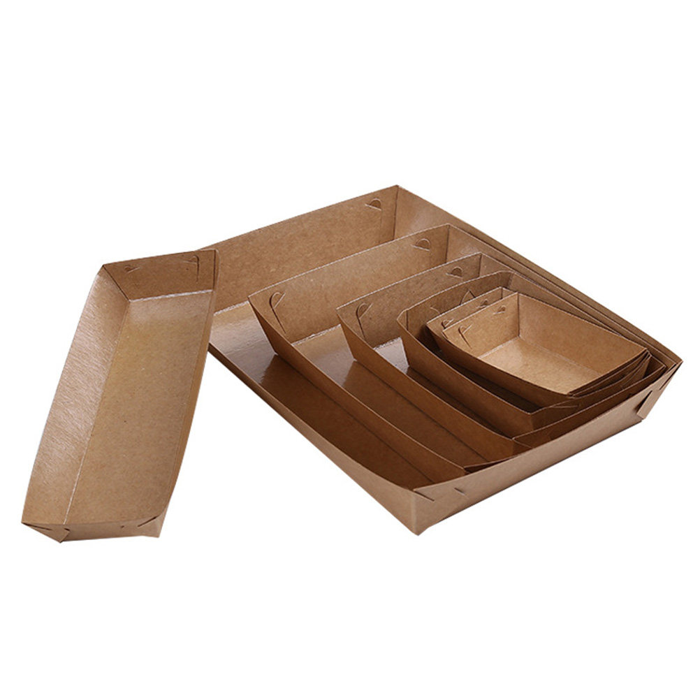 使い捨てのクラフト紙製食品トレー30個入り。フライドポテト、 - Kraft Paper Box のレビューと価格