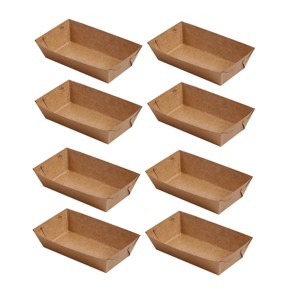 使い捨てのクラフト紙製食品トレー30個入り。フライドポテト、 - Kraft Paper Box のレビューと価格