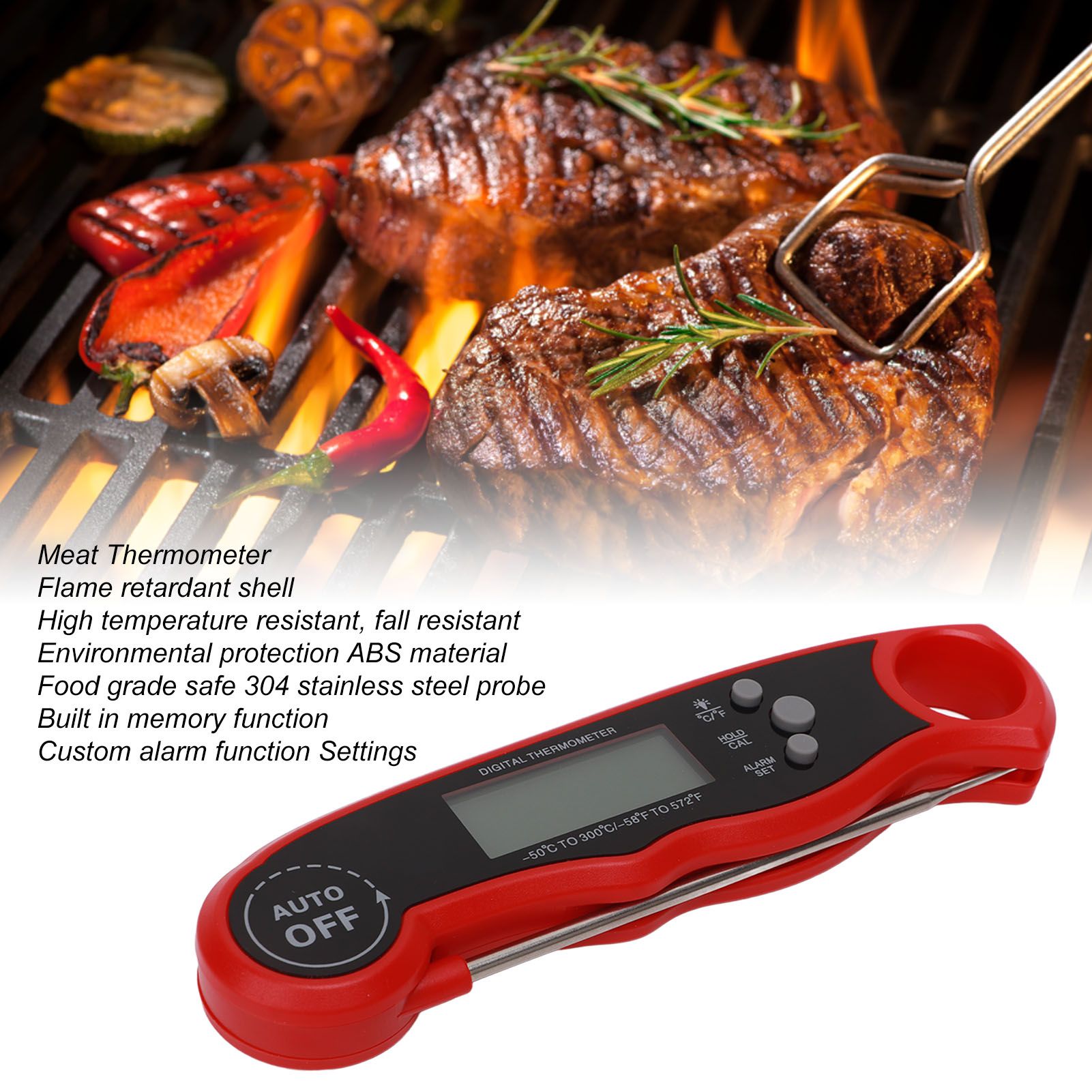 デジタル肉用温度計 2プローブ式 アラーム機能付き バックラ - Digital Thermometer Probe のレビューと価格