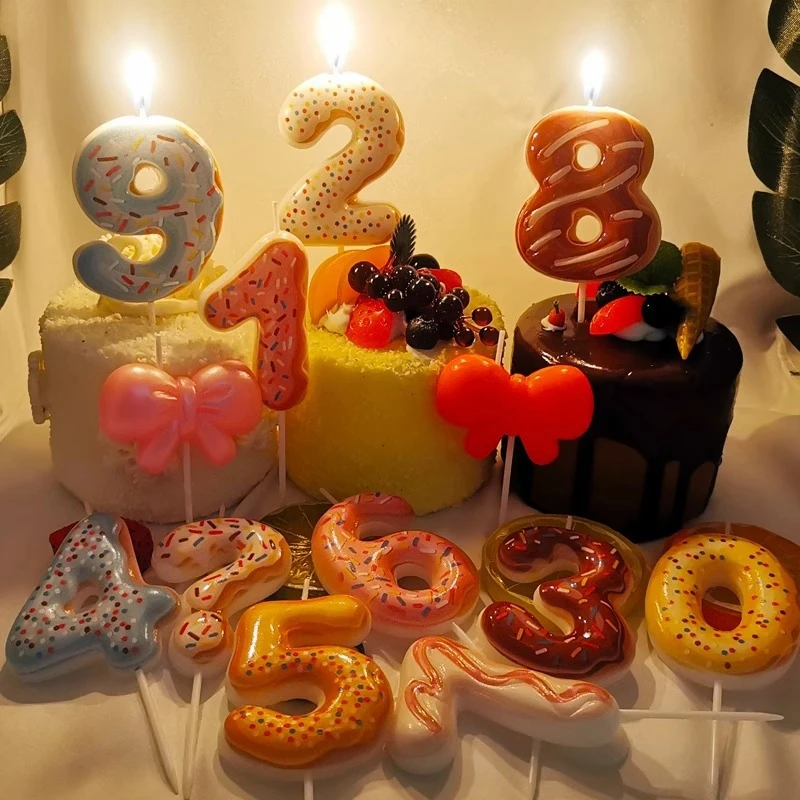 甘いドーナツ番号キャンドル 0-9 番号誕生日キャンドルデザ - Zebra Candle Supplies のレビューと価格
