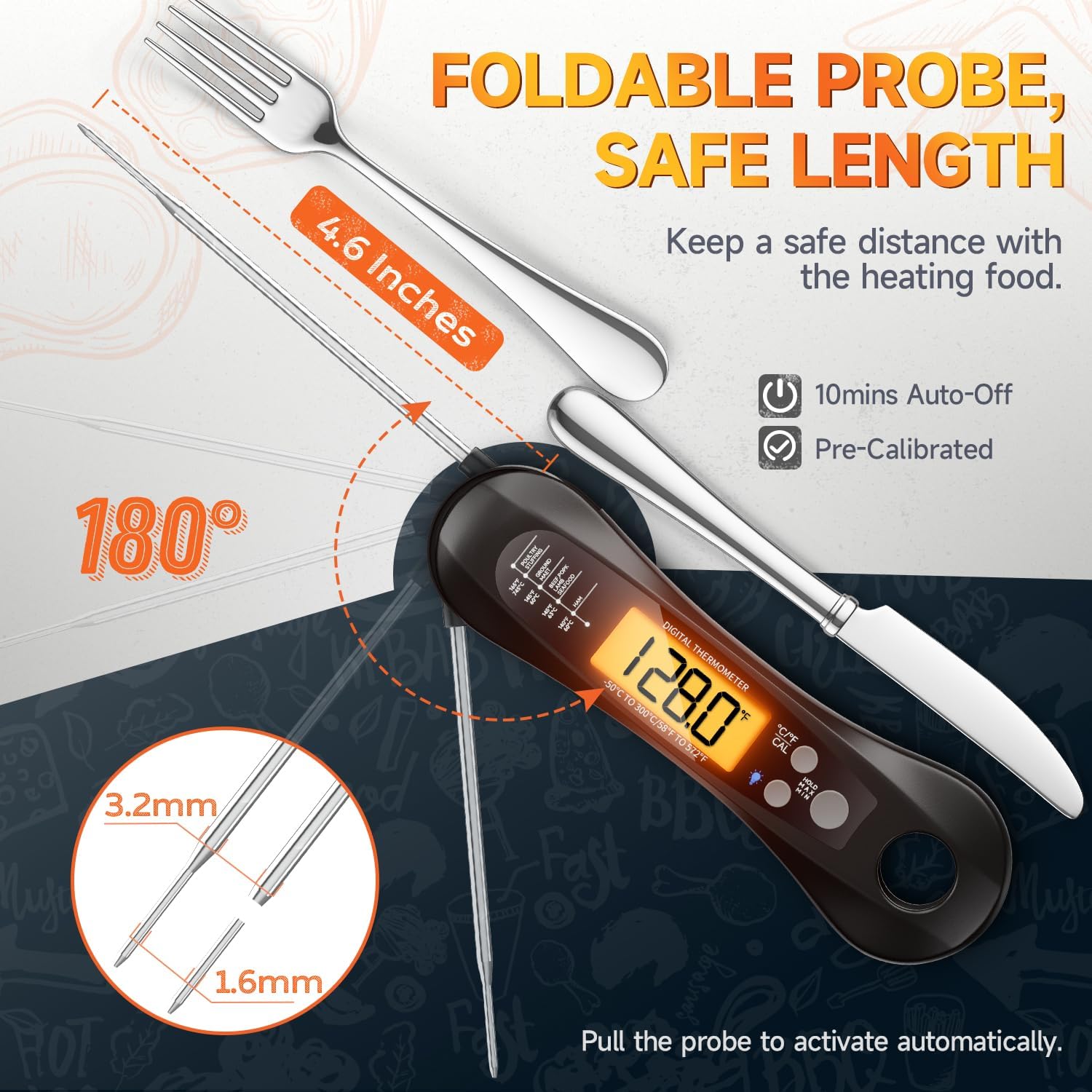 デジタル肉温度計,インスタント読み取り,折りたたみ式プローブ - Digital Thermometer Probe のレビューと価格