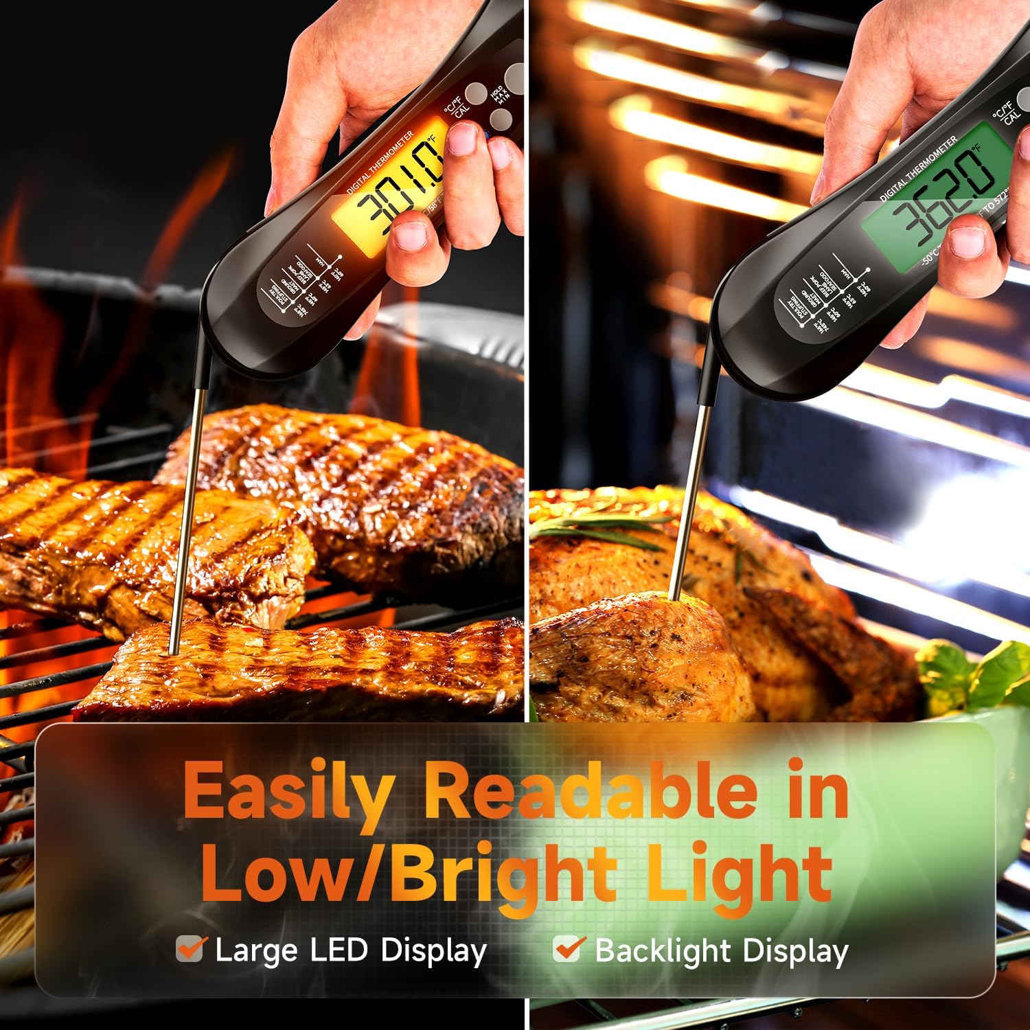 デジタル肉温度計,インスタント読み取り,折りたたみ式プローブ - Digital Thermometer Probe のレビューと価格
