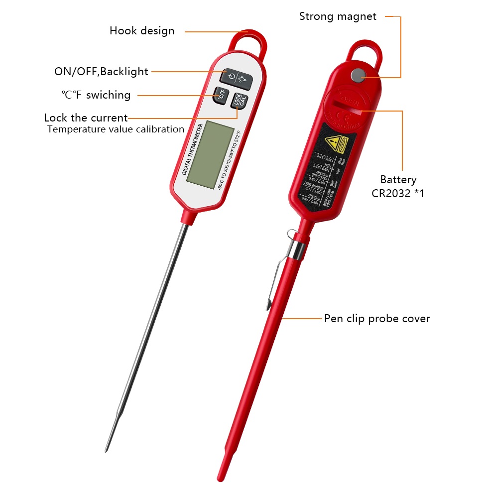 デジタル肉用温度計、インスタント読み取りバックライトディスプ - Digital Thermometer Probe のレビューと価格