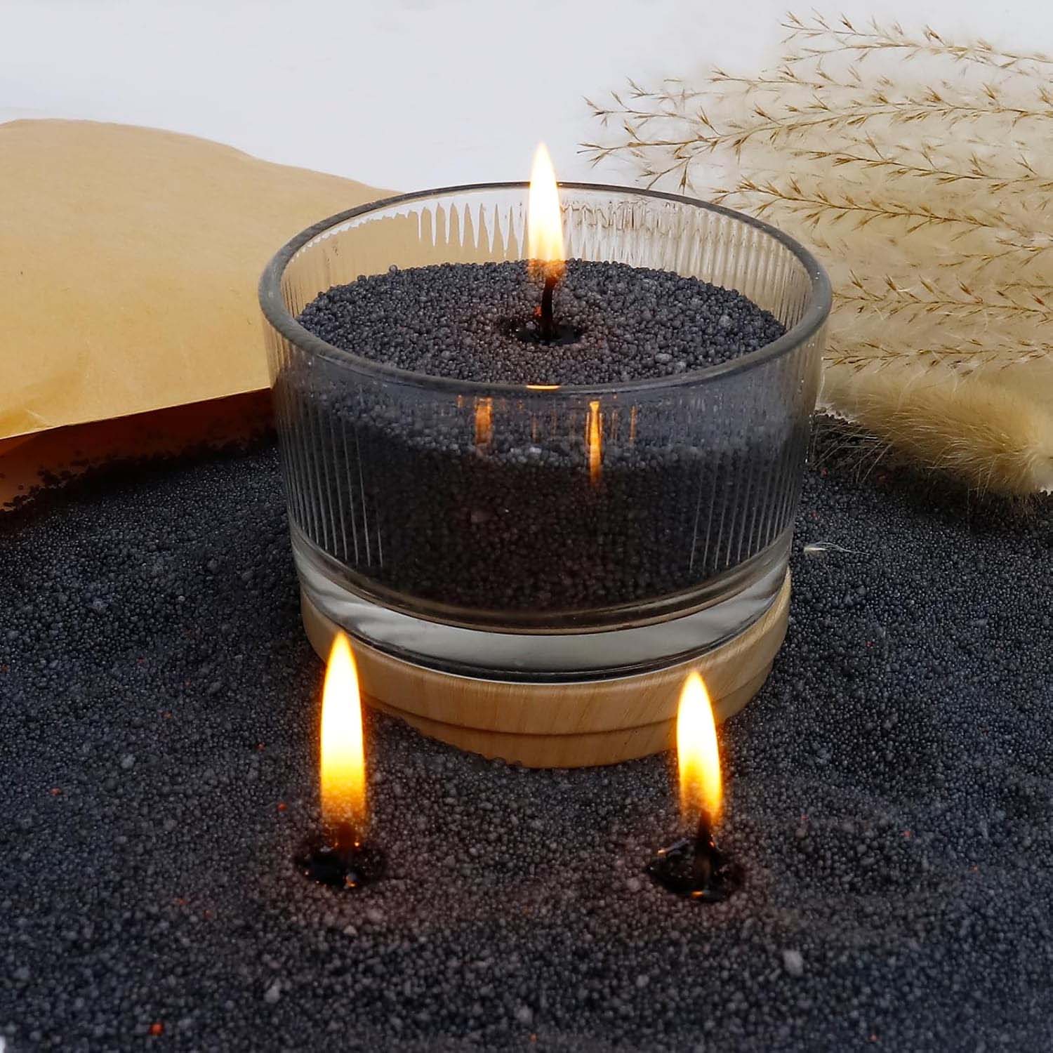 黒色のキャンドルサンド（芯付き）、200g、10個の芯付きパ - Candle Supplies Tins のレビューと価格