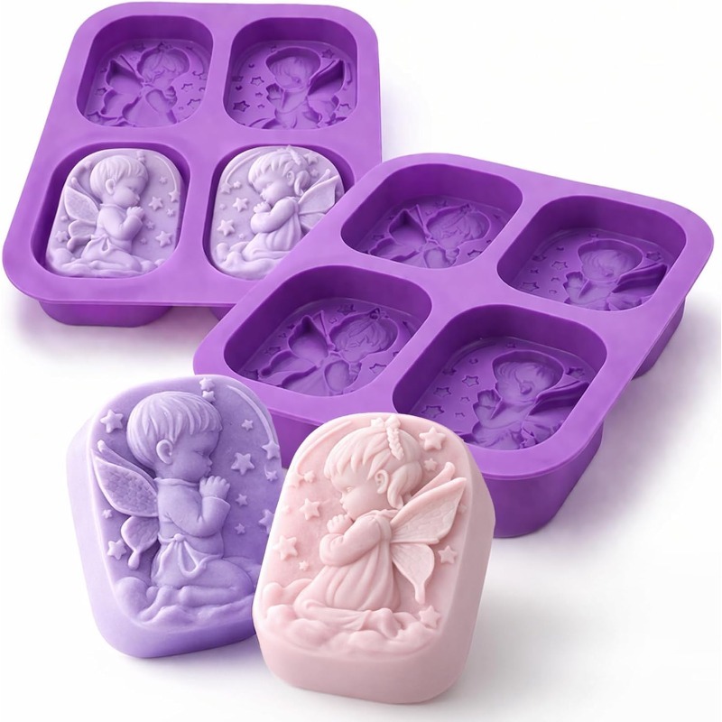 天使のシリコンモールド、石鹸作り用品、祈る妖精の赤ちゃんデザ - Candle Supplies Tins のレビューと価格