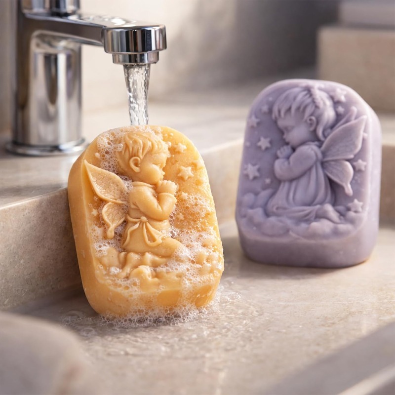 天使のシリコンモールド、石鹸作り用品、祈る妖精の赤ちゃんデザ - Candle Supplies Tins のレビューと価格
