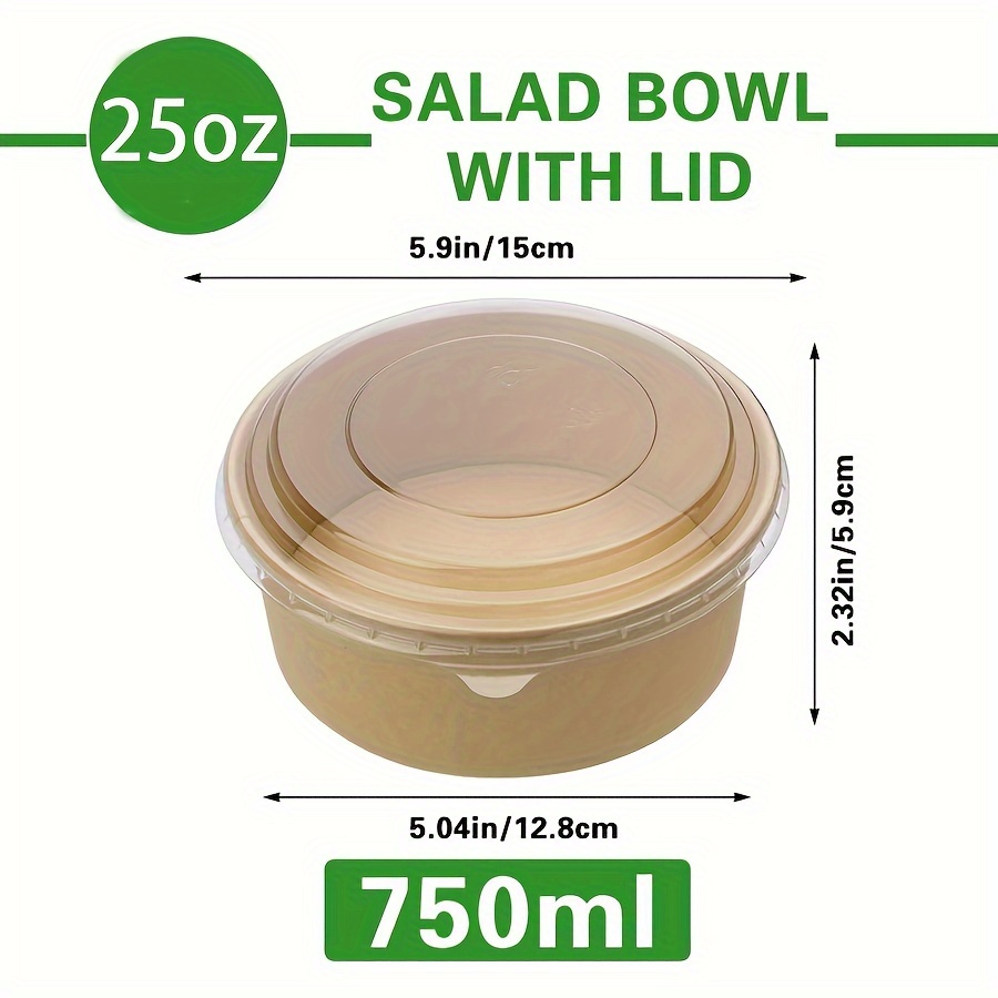 25オンス/750ml 25/50個入り 蓋付き紙ボウル、使 - Kraft Paper Box のレビューと価格