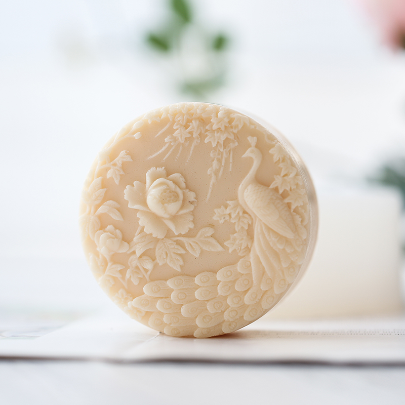 孔雀の花柄シリコン石鹸型フレキシブル手作りラウンド石鹸キャン - Candle Supplies Tins のレビューと価格